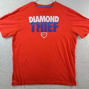 Nike Shirt Mens Extra Large Fitness Athletic Workout Orange Dri Fit Crew Neck XL